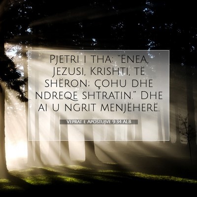 Picture 07 - Veprat e Apostujve 9:34 ALB - Pjetri i tha: “Enea, Jezusi, Krishti, të - Bible Verse Picture