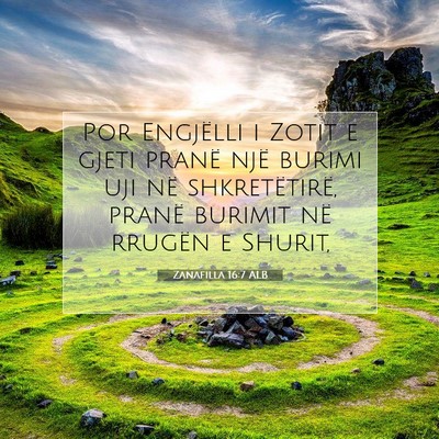 Picture 07 - Zanafilla 16:7 ALB - Por Engjëlli i Zotit e gjeti pranë një burimi - Bible Verse Picture