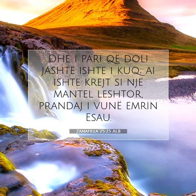 Picture 07 - Zanafilla 25:25 ALB - Dhe i pari që doli jashtë ishte i kuq; ai ishte - Bible Verse Picture