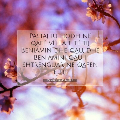 Picture 07 - Zanafilla 45:14 ALB - Pastaj iu hodh në qafë vëllait të tij - Bible Verse Picture