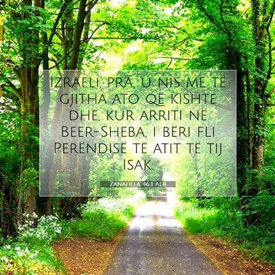 Picture 07 - Zanafilla 46:1 ALB - Izraeli, pra, u nis me të gjitha ato që kishte - Bible Verse Picture