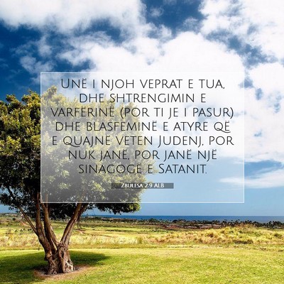 Picture 07 - Zbulesa 2:9 ALB - Unë i njoh veprat e tua, dhe shtrengimin e - Bible Verse Picture