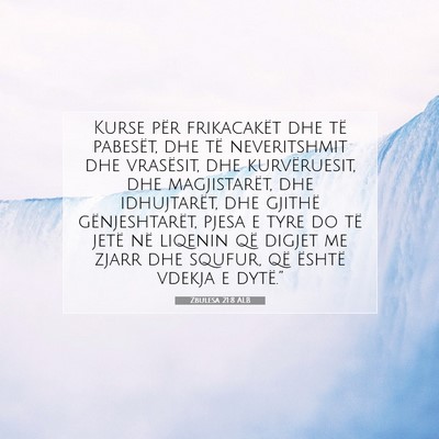 Picture 07 - Zbulesa 21:8 ALB - Kurse për frikacakët dhe të pabesët, dhe të - Bible Verse Picture