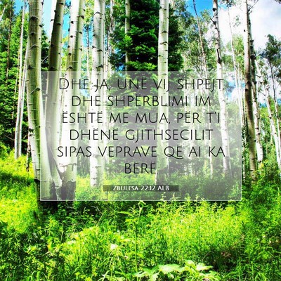Picture 07 - Zbulesa 22:12 ALB - Dhe ja, unë vij shpejt, dhe shpërblimi im - Bible Verse Picture