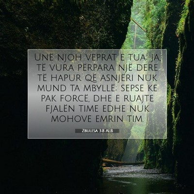 Picture 07 - Zbulesa 3:8 ALB - Unë njoh veprat e tua; ja, të vura përpara - Bible Verse Picture