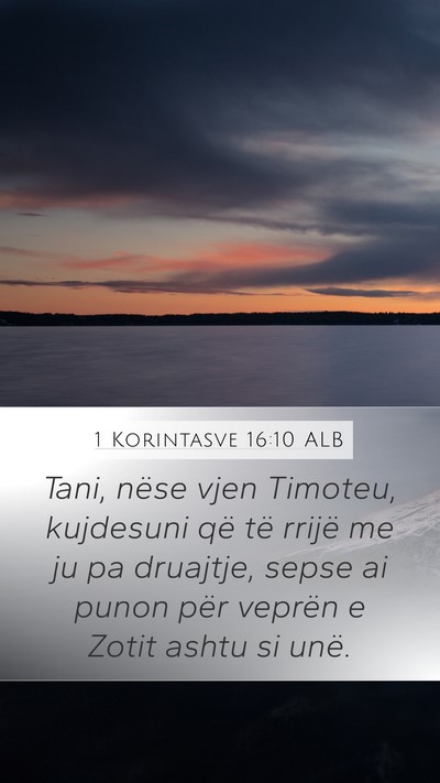 1 Korintasve 16:10 ALB Bible Verse Image