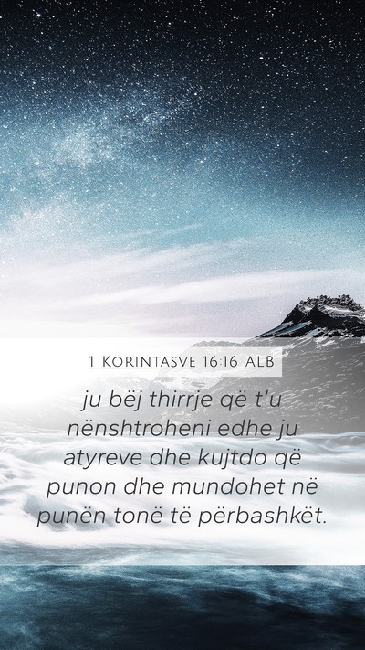 1 Korintasve 16:16 ALB Bible Verse Image