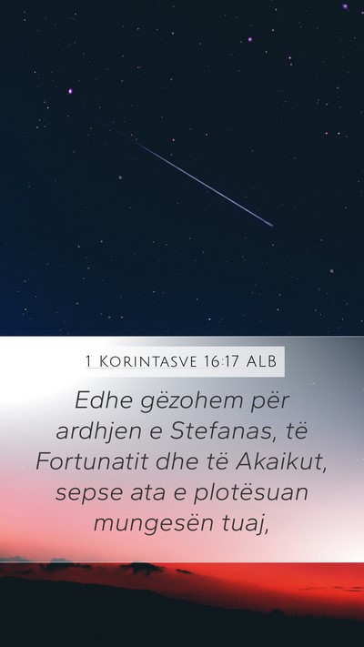 1 Korintasve 16:17 ALB Bible Verse Image
