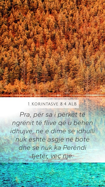 1 Korintasve 8:4 ALB Bible Verse Image