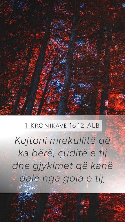 1 Kronikave 16:12 ALB Bible Verse Image