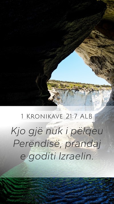 1 Kronikave 21:7 ALB Bible Verse Image