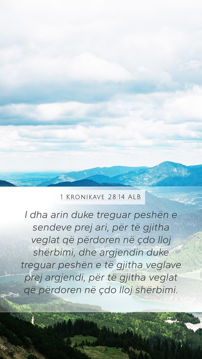 1 Kronikave 28:14 ALB Bible Verse Image