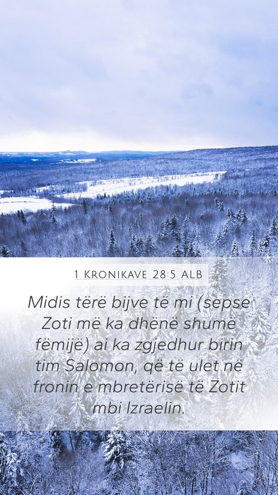 1 Kronikave 28:5 ALB Bible Verse Image