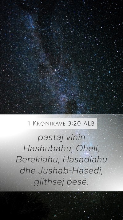 1 Kronikave 3:20 ALB Mobile Phone Wallpaper - pastaj vinin Hashubahu, Oheli, Berekiahu, - Mobile Bible Verse Wallpaper