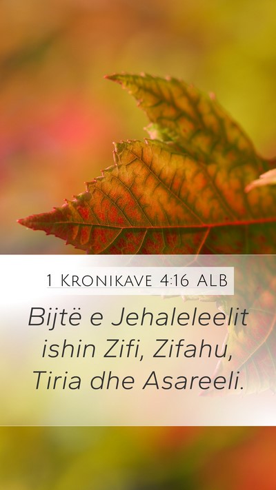 1 Kronikave 4:16 ALB Mobile Phone Wallpaper - Bijtë e Jehaleleelit ishin Zifi, Zifahu, Tiria - Mobile Bible Verse Wallpaper