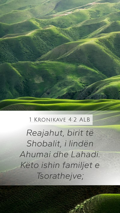 1 Kronikave 4:2 ALB Mobile Phone Wallpaper - Reajahut, birit të Shobalit, i lindën Ahumai - Mobile Bible Verse Wallpaper
