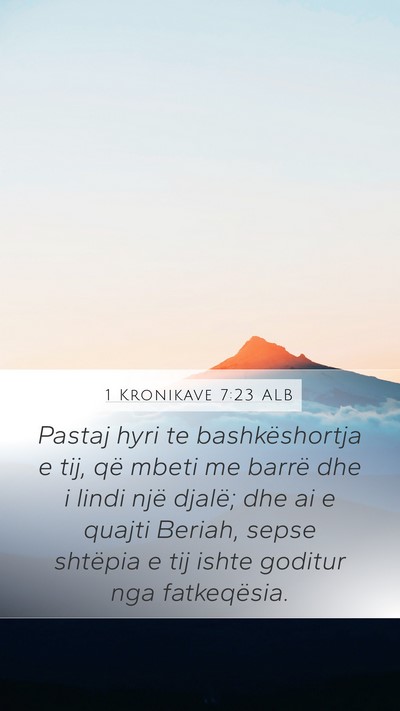 1 Kronikave 7:23 ALB Bible Verse Image