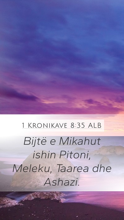 1 Kronikave 8:35 ALB Mobile Phone Wallpaper - Bijtë e Mikahut ishin Pitoni, Meleku, Taarea dhe - Mobile Bible Verse Wallpaper
