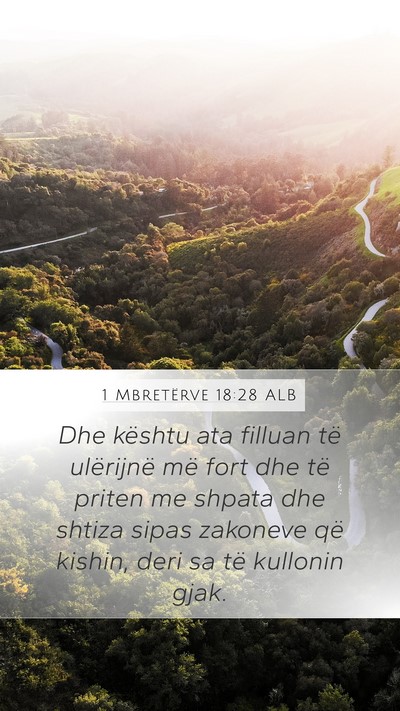 1 Mbretërve 18:28 ALB Bible Verse Image