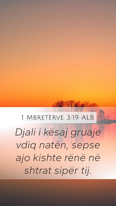 1 Mbretërve 3:19 ALB Mobile Phone Wallpaper - Djali i kësaj gruaje vdiq natën, sepse ajo - Mobile Bible Verse Wallpaper