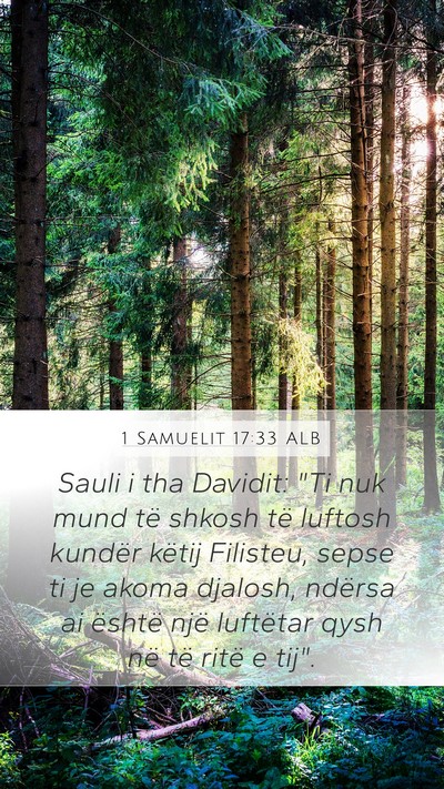 1 Samuelit 17:33 ALB Bible Verse Image