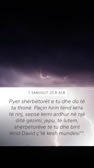 1 Samuelit 25:8 ALB Bible Verse Image