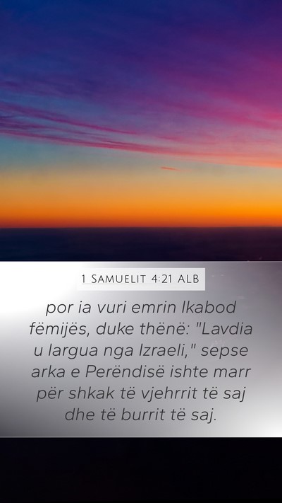 1 Samuelit 4:21 ALB Bible Verse Image