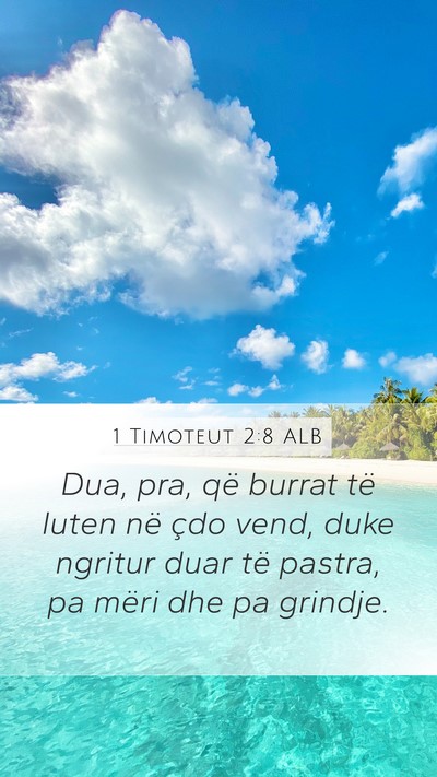 1 Timoteut 2:8 ALB Bible Verse Image