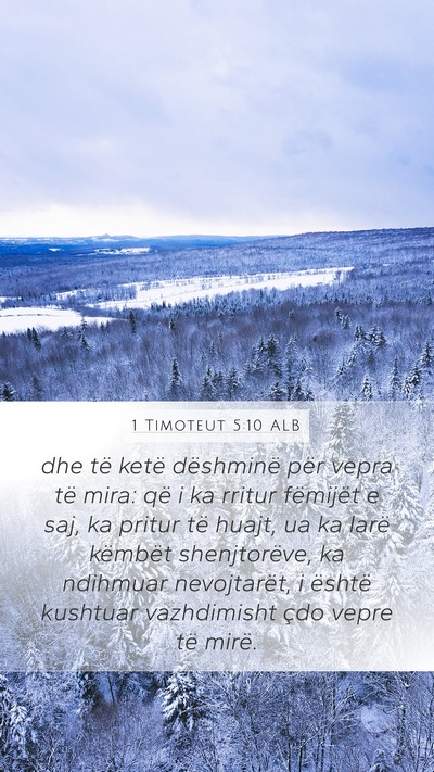 1 Timoteut 5:10 ALB Bible Verse Image