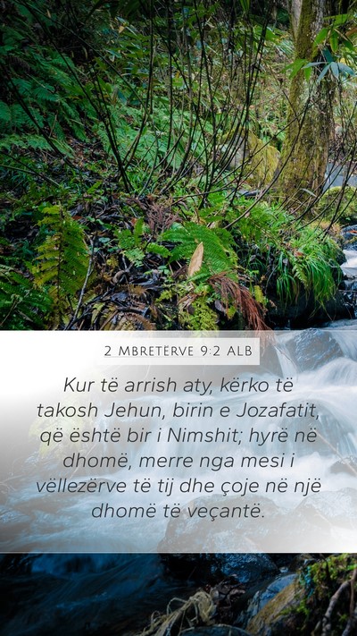 2 Mbretërve 9:2 ALB Mobile Phone Wallpaper - Kur të arrish aty, kërko të takosh Jehun, - Mobile Bible Verse Wallpaper