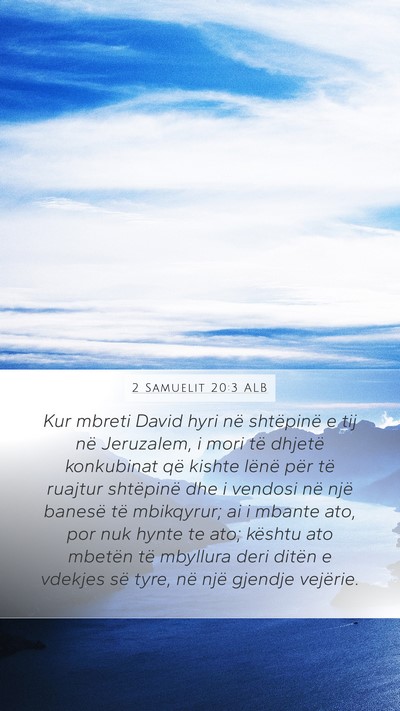 2 Samuelit 20:3 ALB Mobile Phone Wallpaper - Kur mbreti David hyri në shtëpinë e tij në - Mobile Bible Verse Wallpaper