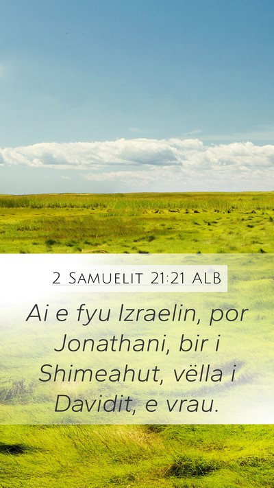 2 Samuelit 21:21 ALB Bible Verse Image