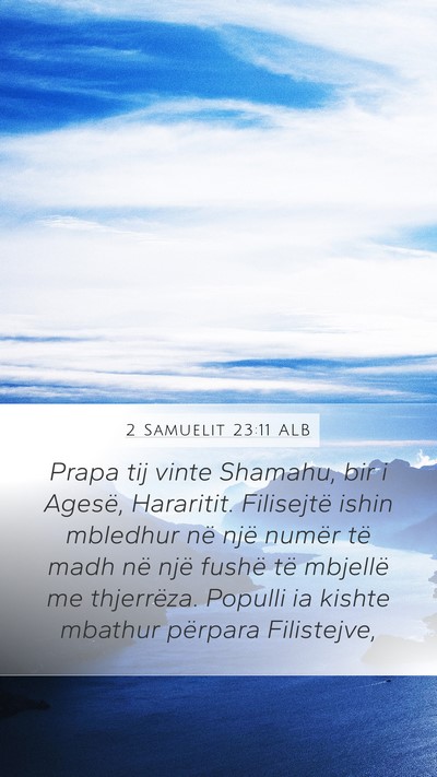 2 Samuelit 23:11 ALB Bible Verse Image