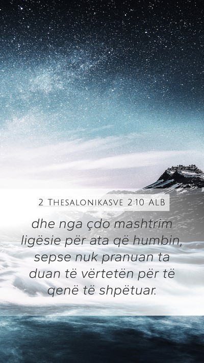 2 Thesalonikasve 2:10 ALB Bible Verse Image