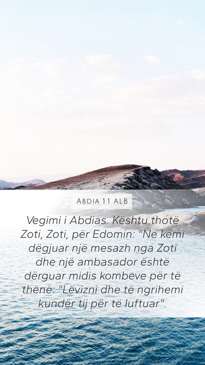 Abdia 1:1 ALB Mobile Phone Wallpaper - Vegimi i Abdias. Kështu thotë Zoti, Zoti, për - Mobile Bible Verse Wallpaper