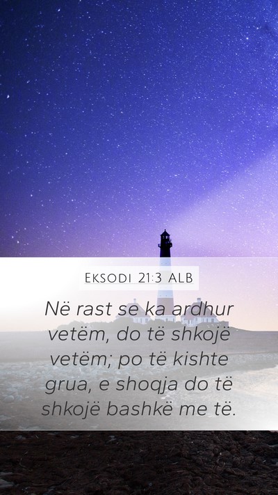 Eksodi 21:3 ALB Mobile Phone Wallpaper - Në rast se ka ardhur vetëm, do të shkojë - Mobile Bible Verse Wallpaper