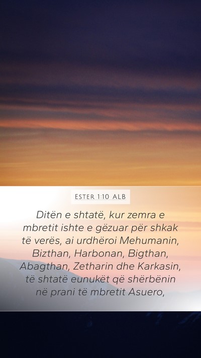 Ester 1:10 ALB Bible Verse Image