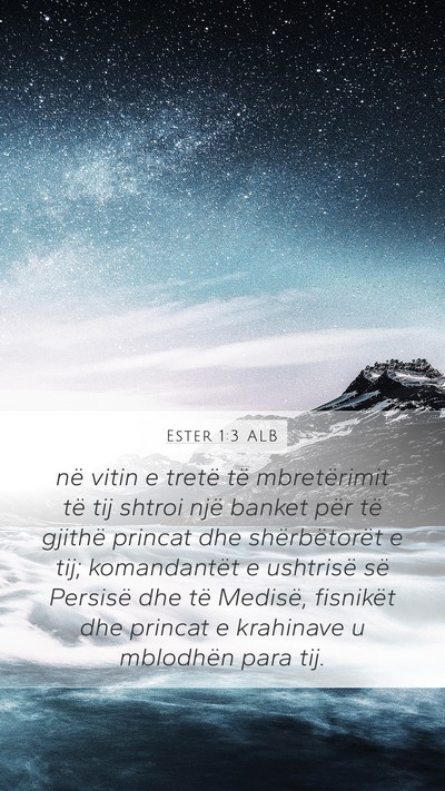 Ester 1:3 ALB Bible Verse Image