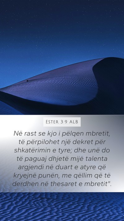 Ester 3:9 ALB Bible Verse Image