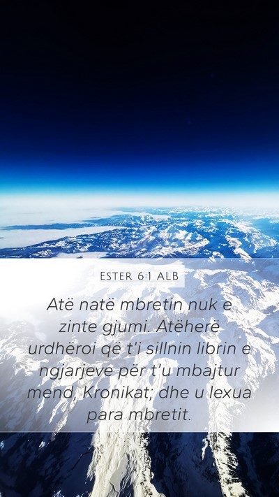 Ester 6:1 ALB Bible Verse Image