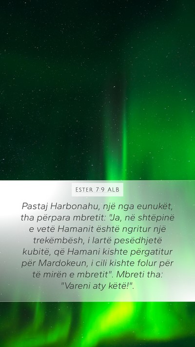 Ester 7:9 ALB Bible Verse Image