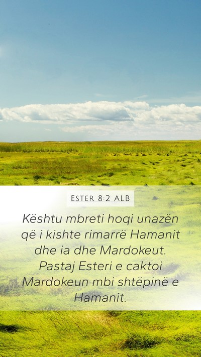 Ester 8:2 ALB Bible Verse Image