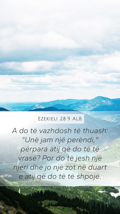 Ezekieli 28:9 ALB Bible Verse Image