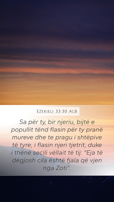 Ezekieli 33:30 ALB Bible Verse Image