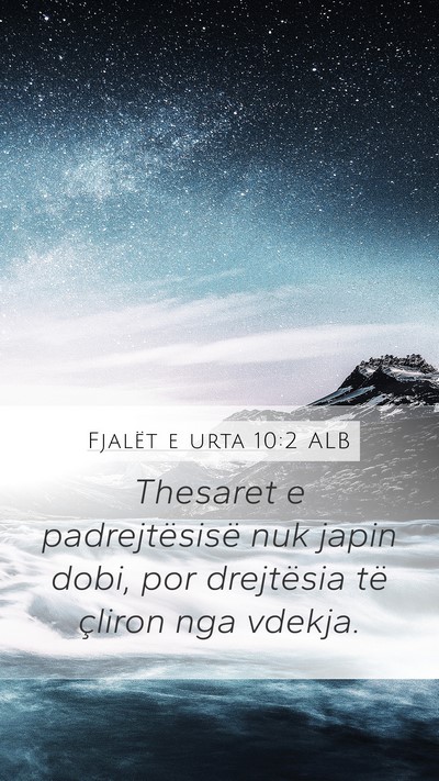 Fjalët e urta 10:2 ALB Bible Verse Image