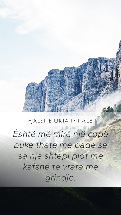 Fjalët e urta 17:1 ALB Mobile Phone Wallpaper - Éshtë më mirë një copë bukë thatë me paqe - Mobile Bible Verse Wallpaper