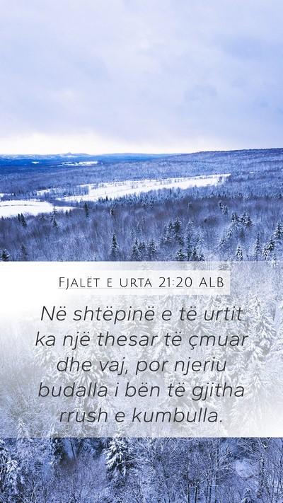 Fjalët e urta 21:20 ALB Bible Verse Image