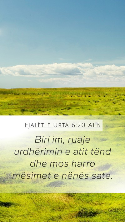 Fjalët e urta 6:20 ALB Bible Verse Image
