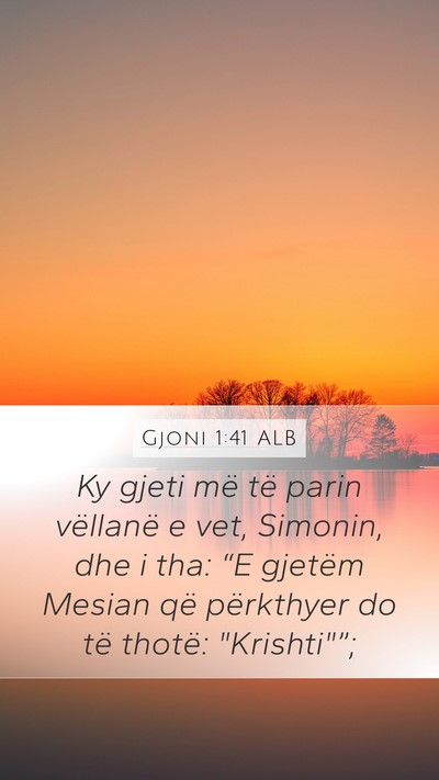 Gjoni 1:41 ALB Bible Verse Image