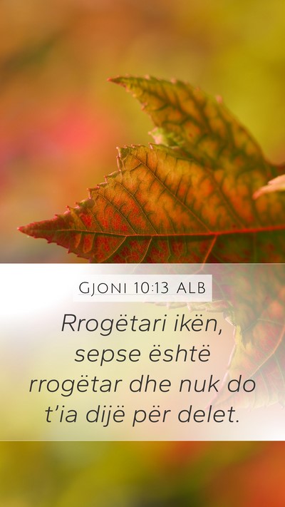 Gjoni 10:13 ALB Mobile Phone Wallpaper - Rrogëtari ikën, sepse është rrogëtar dhe nuk - Mobile Bible Verse Wallpaper